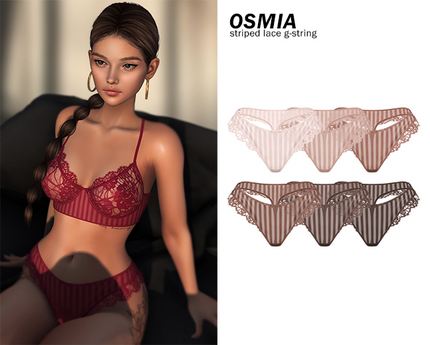 Second Life Marketplace - OSMIA - Dakota Striped Lace G-string [Nude Pack]